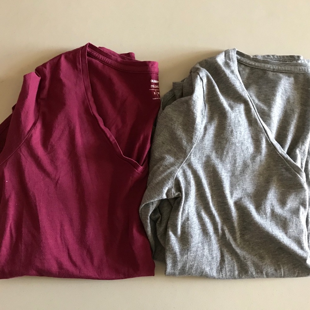 Lot of 2 Old Navy Long Sleeve Relaxed Fit V-Necks